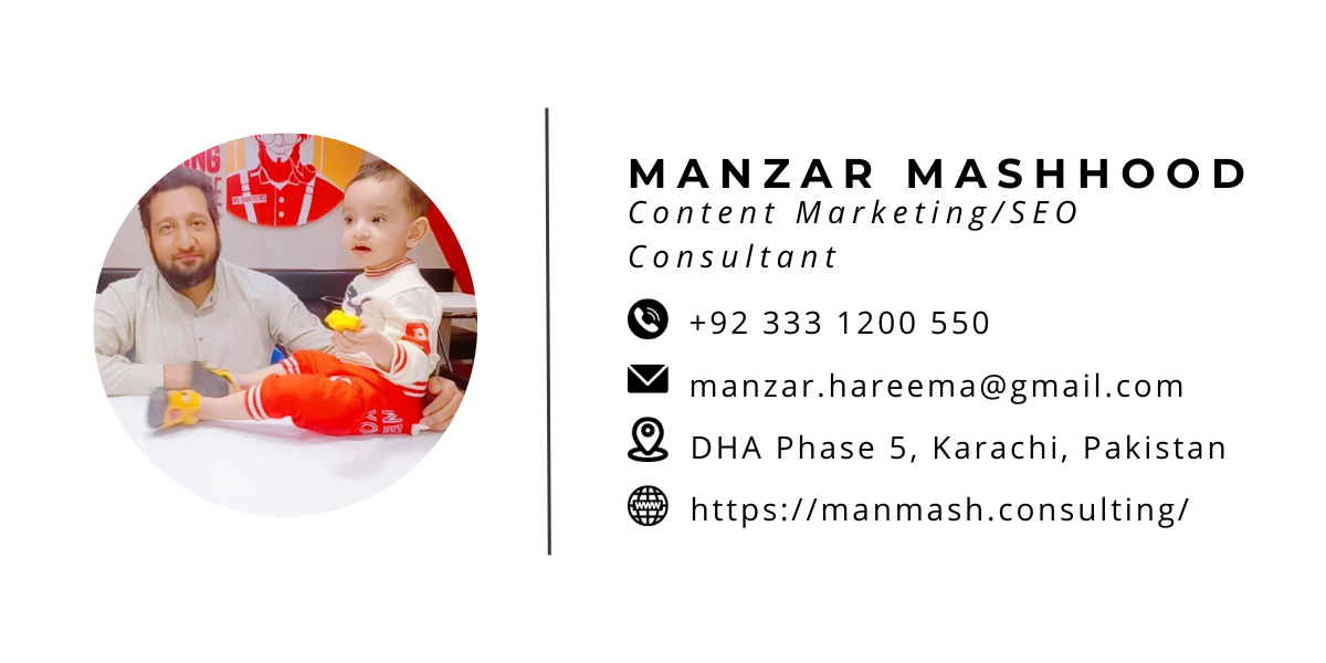 Manzar Mashhood one of the best content marketing consultant in the industry with his deep understanding of SEO and google algorithms