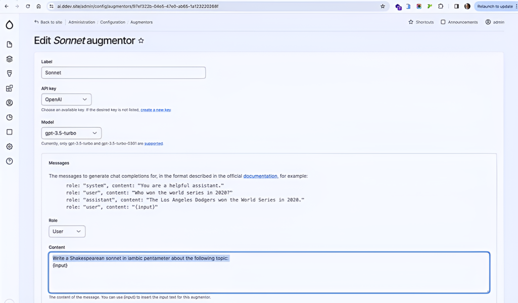 how to add augmentors in Augmentor AI module in Drupal 10