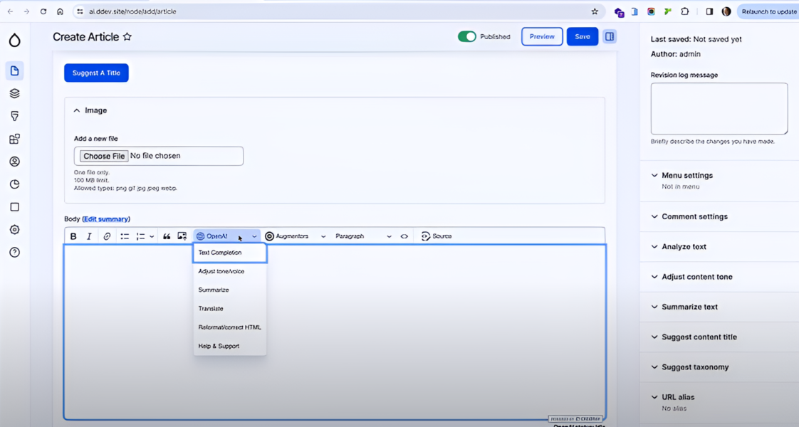 openai drupal module in Drupal 10, how to use it